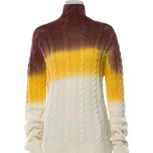 $795 NWOT  Sies Marjan cashmere colorblock mock neck sweater brown ochre cream M